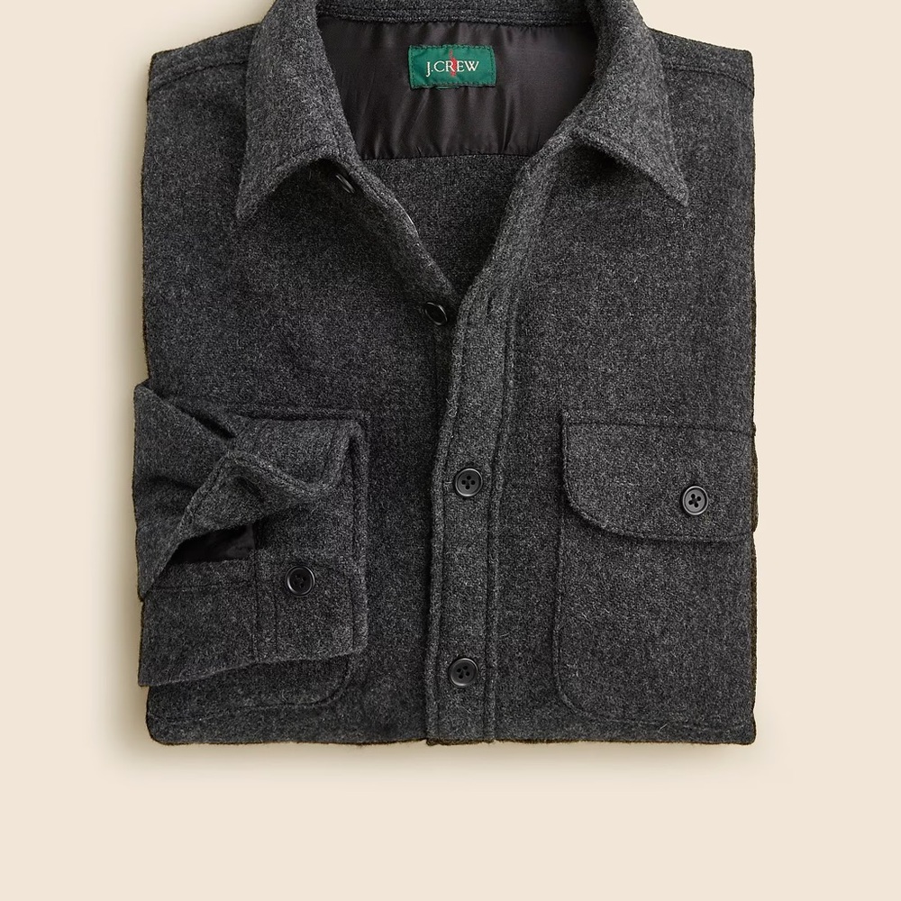 J CREW Mens Brushed Wool Over Shirt Size M Charcoal Grey Heather